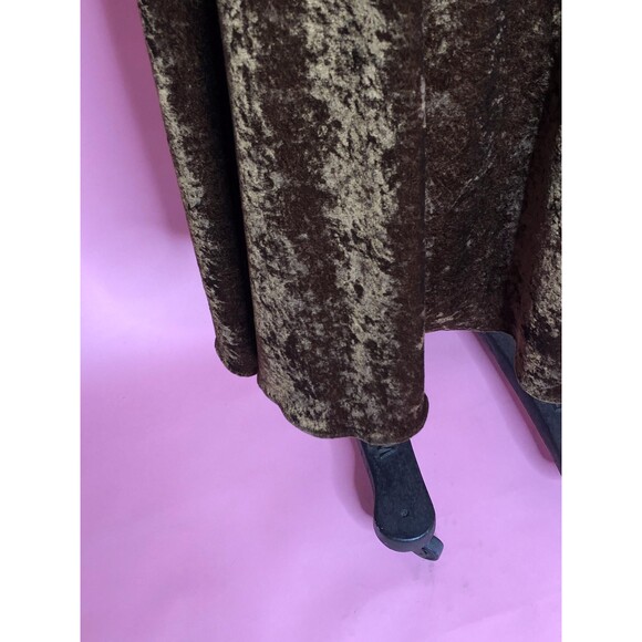 1990s CRUSHED VELVET Long Sleeve Dark Brown TIMING Maxi Dress. Small-Medium - Picture 5 of 9